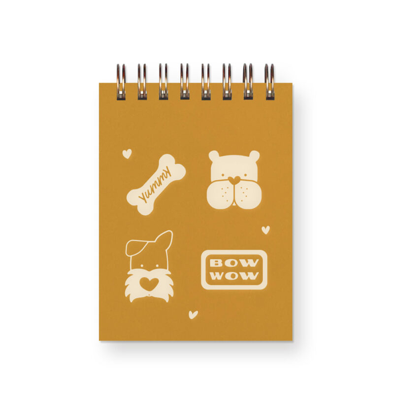 Bow wow dog mini jotter in saffron