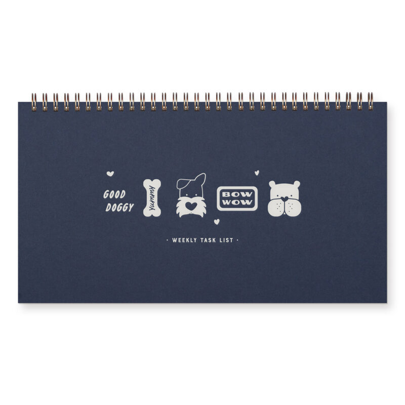 bow wow dog weekly planner in deep blue