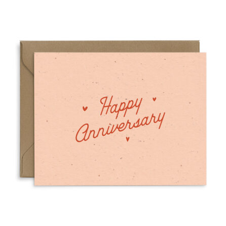 happy anniversary hearts seeded card in seashell with canyon ink