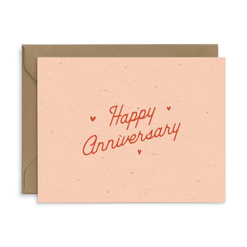 happy anniversary hearts seeded card in seashell with canyon ink