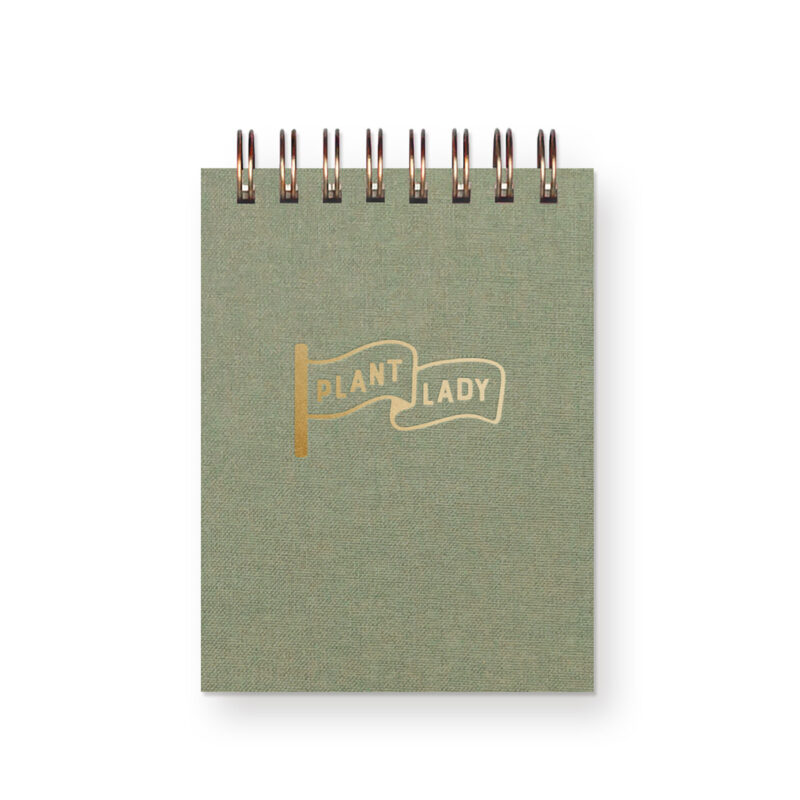 plant lady flag mini jotter in sage green linen