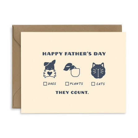 They count Happy Father's Day greeting card for dog, cat, and plant dads