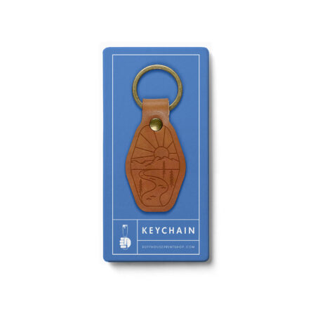 mountain adventure leather keychain