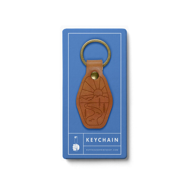 mountain adventure leather keychain