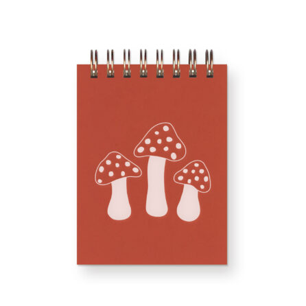 3 mushrooms on a canyon jotter with white ink
