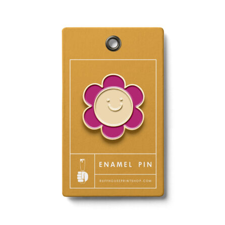 smiling flower enamel pin