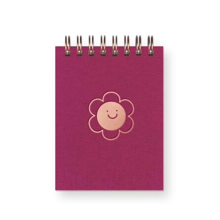 smiling flower with a mulberry linen cover and rose gold foil