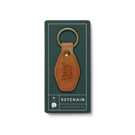 plant lady leather keychain
