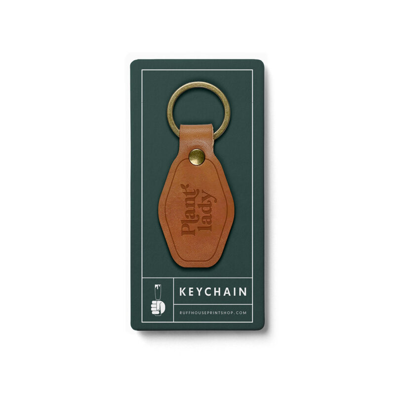 plant lady leather keychain