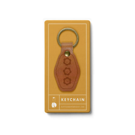 smiling flowers leather keychain