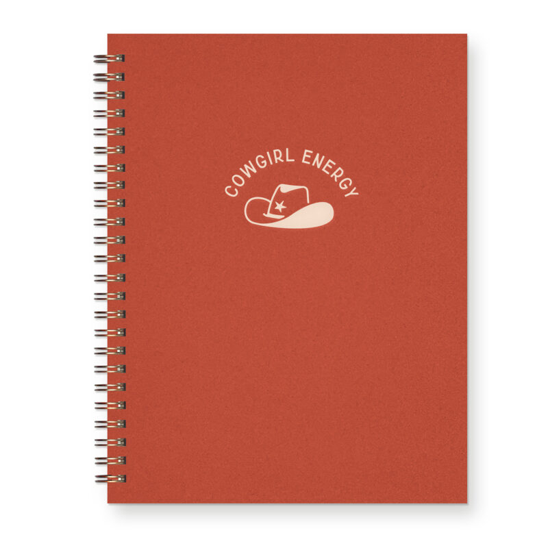 Western themed journal with cowboy hat reading "cowgirl energy"