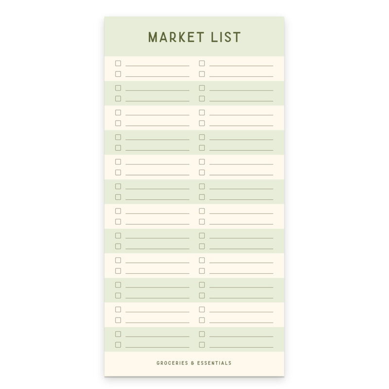 Grocery Shopping striped Market List with lines and check boxes