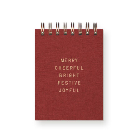Merry Cheerful Bright Linen Holiday Mini Jotter Notebook