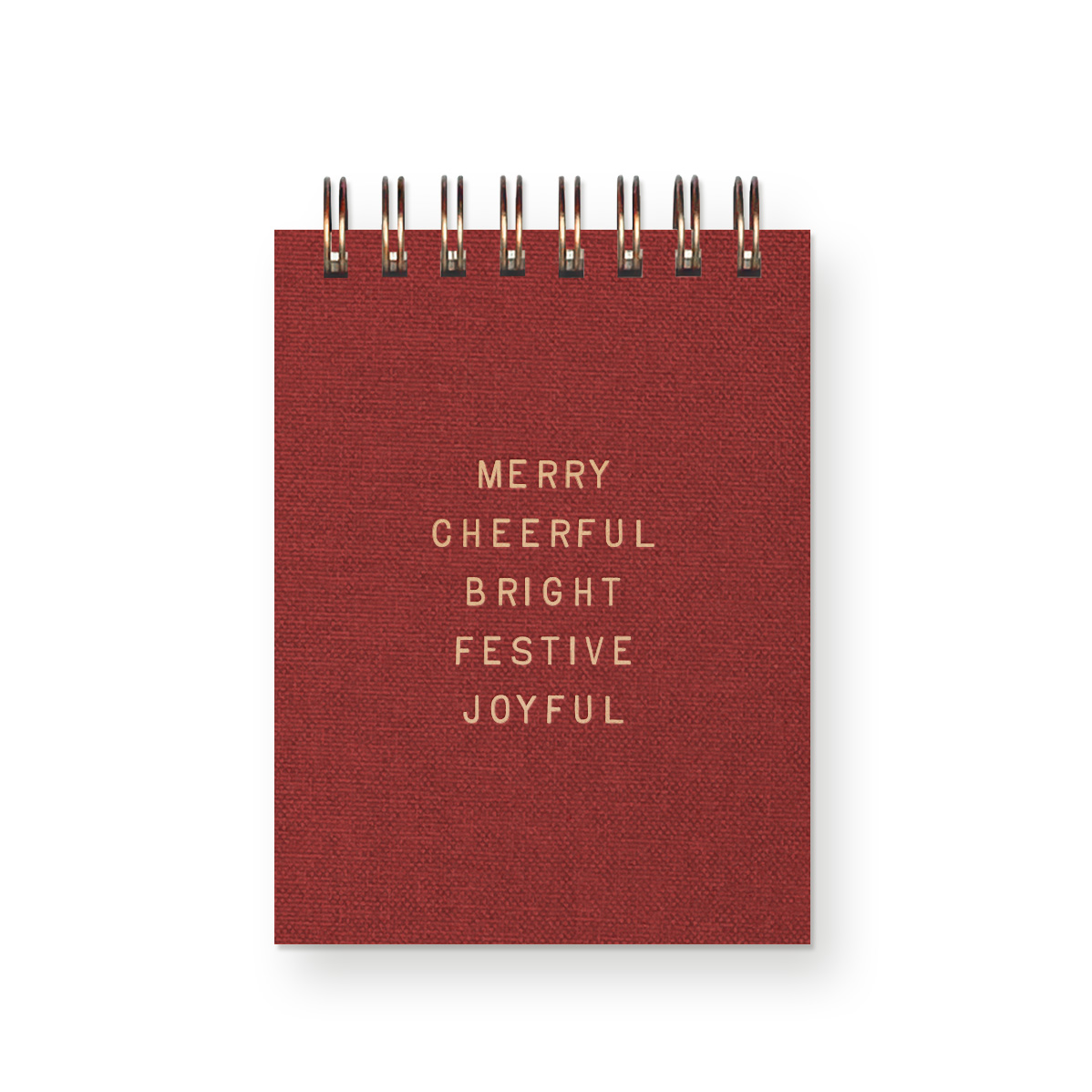 Merry Cheerful Bright Linen Holiday Mini Jotter Notebook