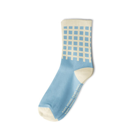 Sky Blue Gingham Unisex Ribbed Crew Socks