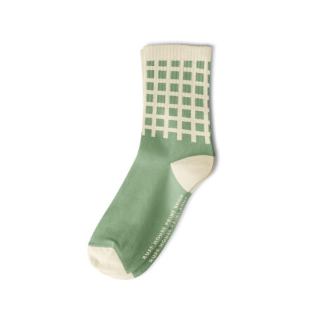 Sage Green Gingham Unisex Ribbed Crew Socks