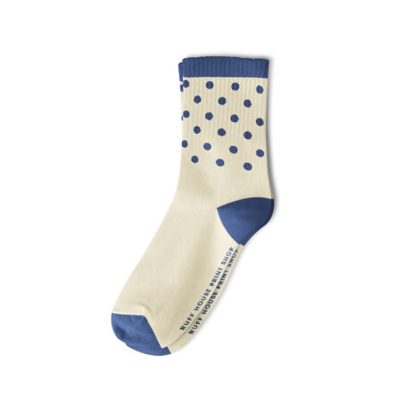 Navy Blue Polka Dot Unisex Ribbed Crew Socks
