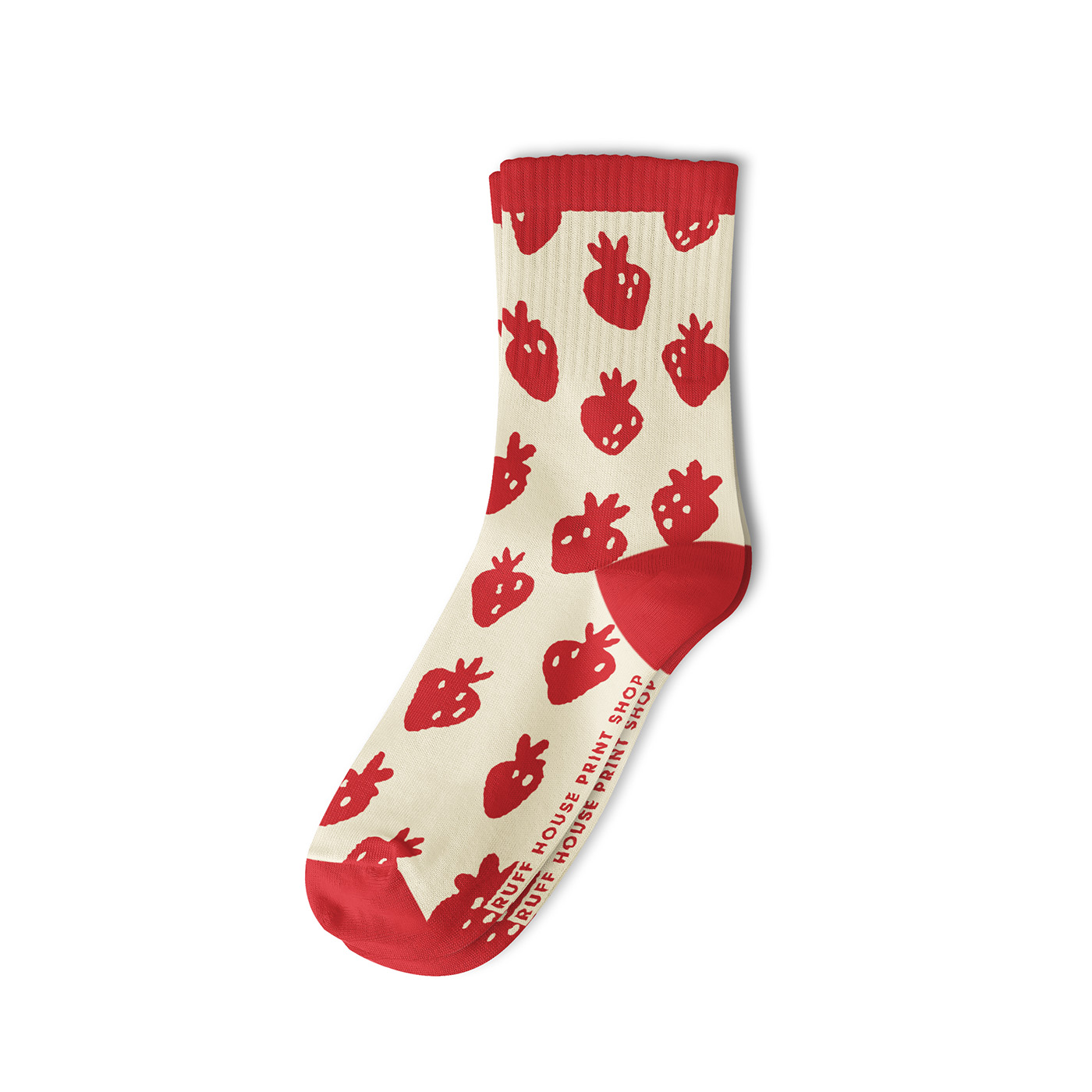 Strawberry Pattern Unisex Ribbed Crew Socks