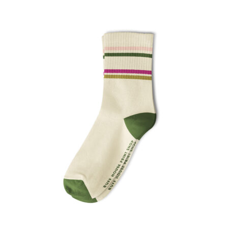 Green and Pink Striped Unisex Ribbed Crew Socks