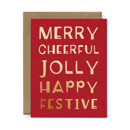 Merry Cheerful Jolly Holiday Greeting Card