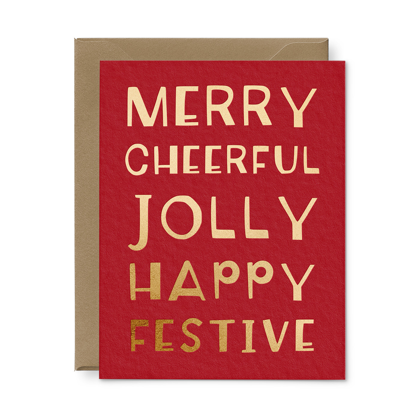 Merry Cheerful Jolly Holiday Greeting Card